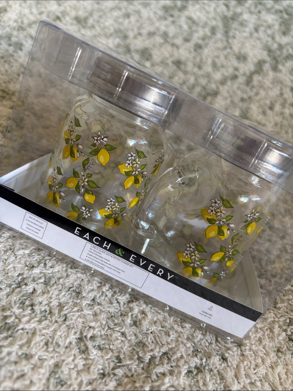 Mini Mason Drink Jar Salt n Pepper Shaker Set Lemons NWT set of two